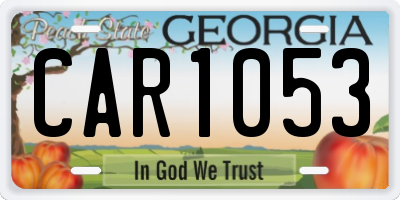 GA license plate CAR1053