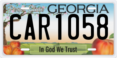 GA license plate CAR1058