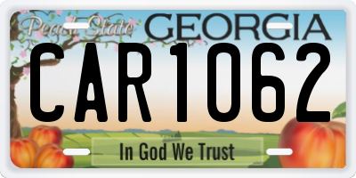 GA license plate CAR1062