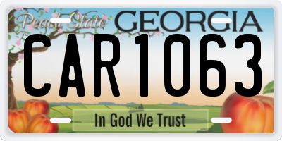 GA license plate CAR1063