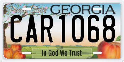 GA license plate CAR1068