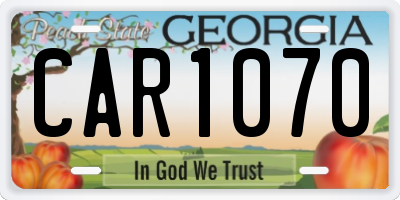 GA license plate CAR1070