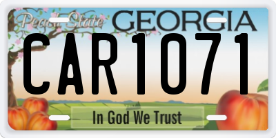 GA license plate CAR1071
