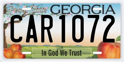 GA license plate CAR1072