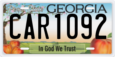 GA license plate CAR1092