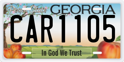 GA license plate CAR1105