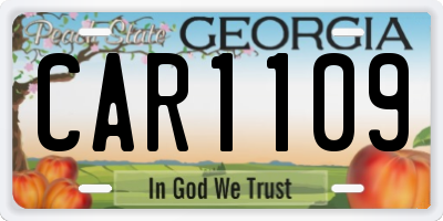 GA license plate CAR1109