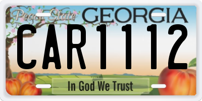 GA license plate CAR1112