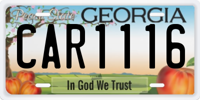 GA license plate CAR1116