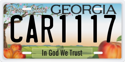 GA license plate CAR1117