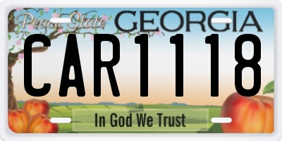 GA license plate CAR1118