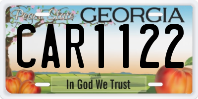 GA license plate CAR1122