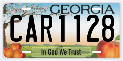 GA license plate CAR1128