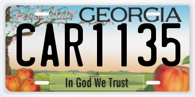 GA license plate CAR1135