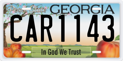 GA license plate CAR1143