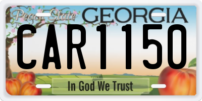 GA license plate CAR1150