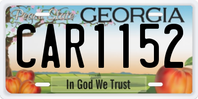 GA license plate CAR1152