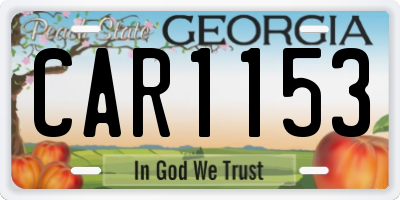 GA license plate CAR1153