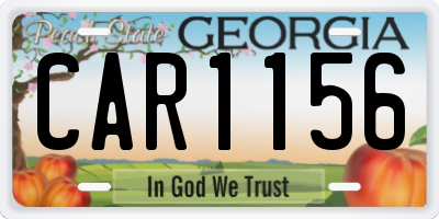 GA license plate CAR1156