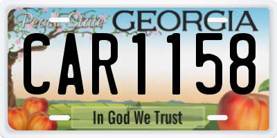 GA license plate CAR1158