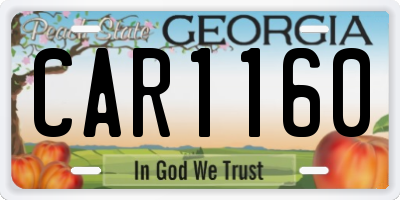 GA license plate CAR1160