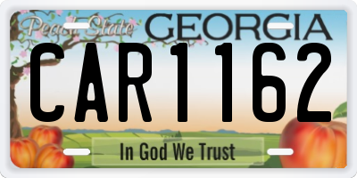 GA license plate CAR1162