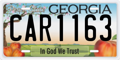 GA license plate CAR1163