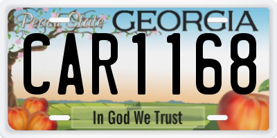 GA license plate CAR1168