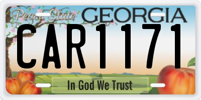 GA license plate CAR1171