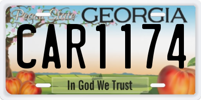 GA license plate CAR1174