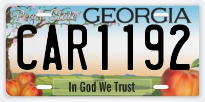 GA license plate CAR1192