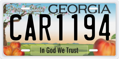 GA license plate CAR1194