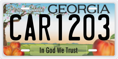 GA license plate CAR1203