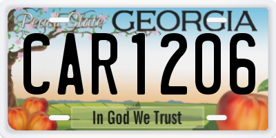 GA license plate CAR1206