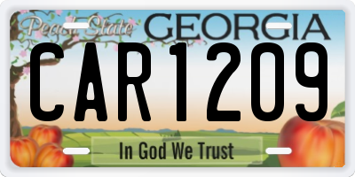 GA license plate CAR1209