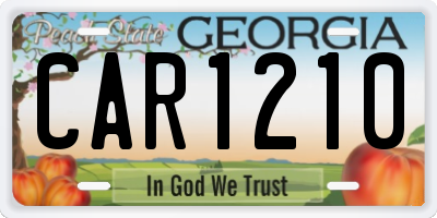 GA license plate CAR1210