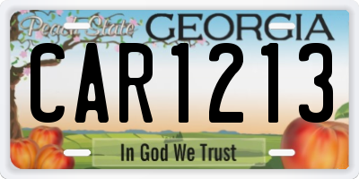 GA license plate CAR1213
