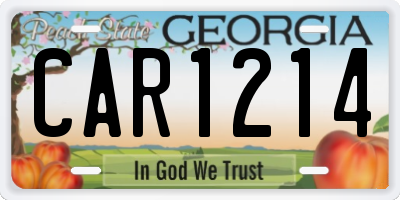 GA license plate CAR1214