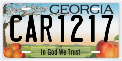 GA license plate CAR1217
