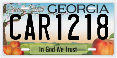 GA license plate CAR1218