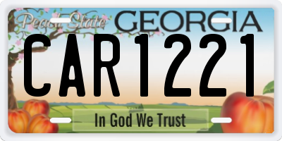 GA license plate CAR1221