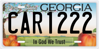 GA license plate CAR1222