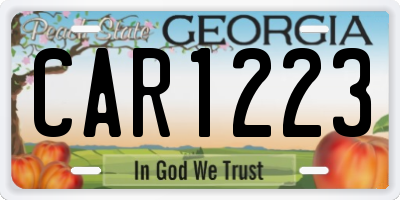 GA license plate CAR1223