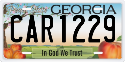 GA license plate CAR1229