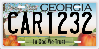 GA license plate CAR1232