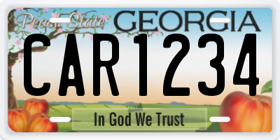 GA license plate CAR1234