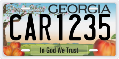 GA license plate CAR1235