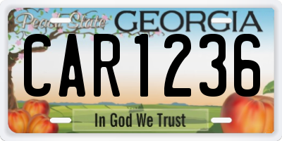 GA license plate CAR1236