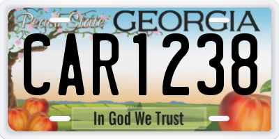 GA license plate CAR1238