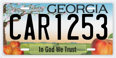 GA license plate CAR1253